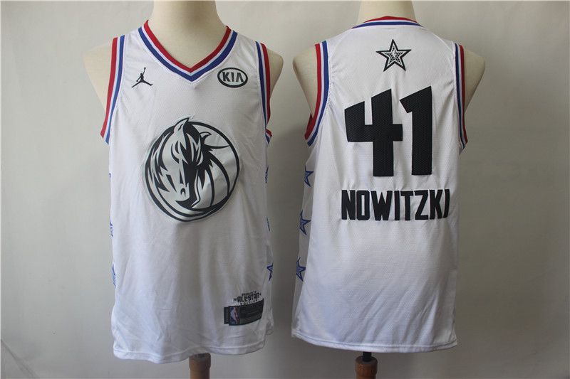 Men Dallas Mavericks #41 Nowitzki White 2019 All Star NBA Jerseys